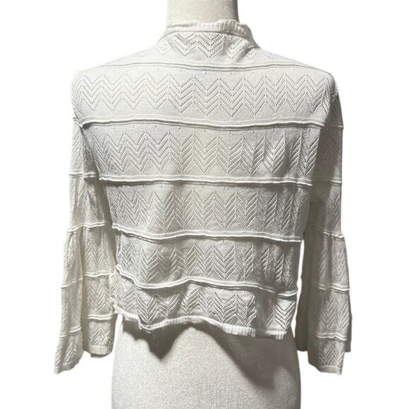Soft Surroundings White Chevron open Knit Cardigan Sweater – Size M - Picture 3 of 6